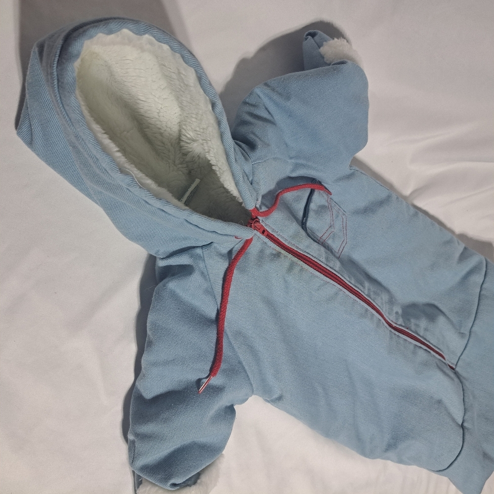 Tot Lines Infant Fleece Bunting Zip Up W/ Hood‎ Blue Red